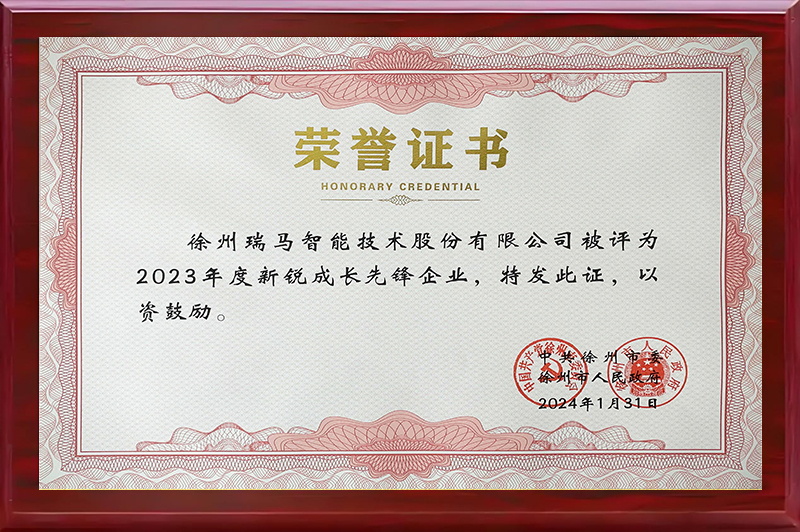 新銳成長(zhǎng)先鋒企業(yè)證書(shū)